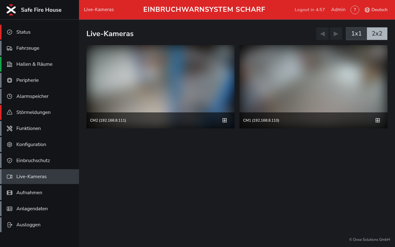 Live-Ansicht im 2x2-Raster